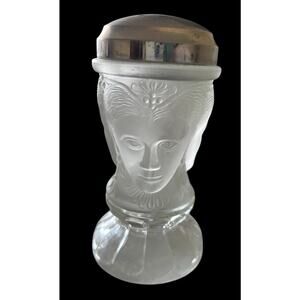 Three Faces Frosted Cheese Sugar Shaker, Clear Bottom No MMA Vintage